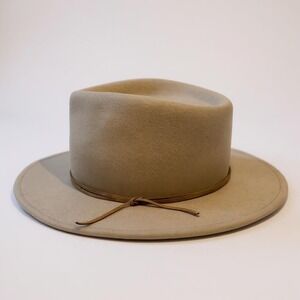 Wyeth Women's Wool Fedora Hat Beige Leather Band Western Style